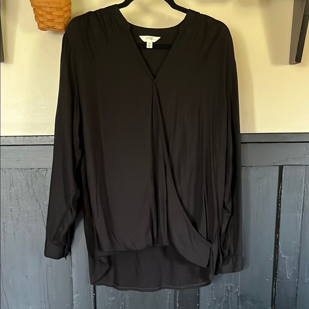 Elegant Black Women's Top cross over high low Terra & sky OX EUC